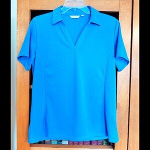 Lady Hagen Essentials Blue S/S V-Neck Shirt Size L 100% Poly